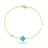Fervor Montreal Bracelet Clover Leaf Bracelet- Vintage Blue