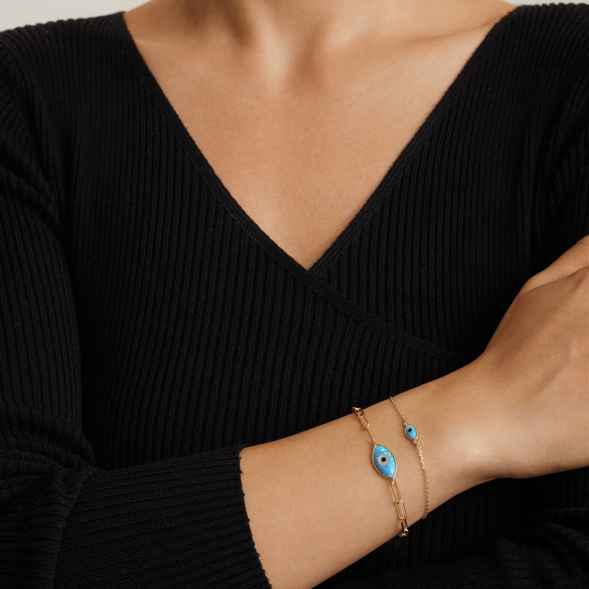 Fervor Montreal Divine Eye- Synthetic Opal Vintage Paperclip Chain Bracelet