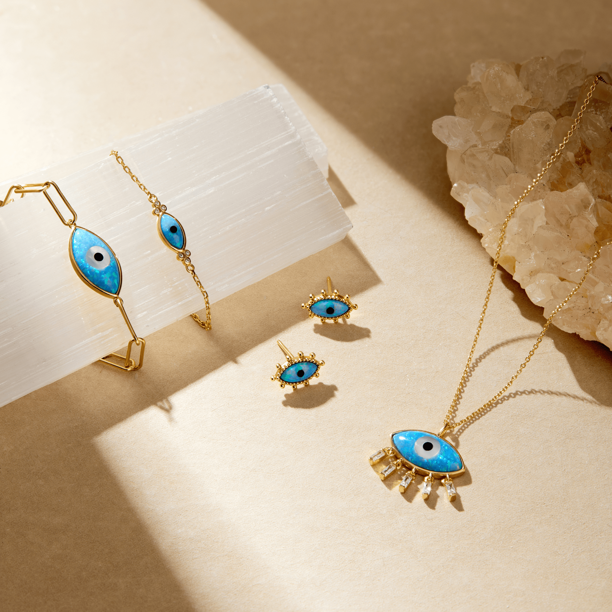 Fervor Montreal Earrings Divine Eye- SYNTHETIC OPAL VINTAGE LUCKY EYE EARRINGS