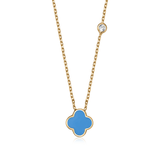 Fervor Montreal Necklace Clover Leaf Necklace- Vintage Blue
