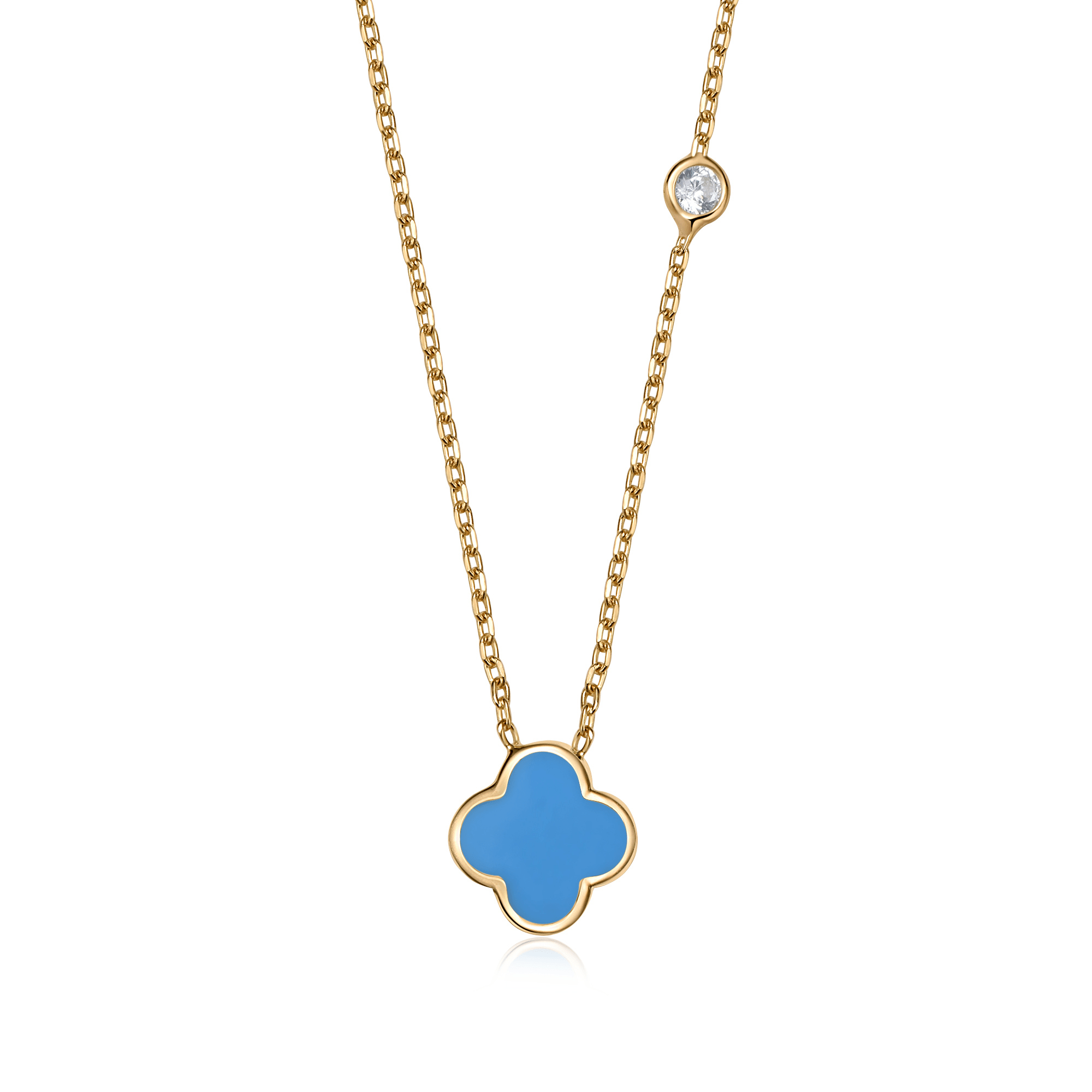 Fervor Montreal Necklace Clover Leaf Necklace- Vintage Blue