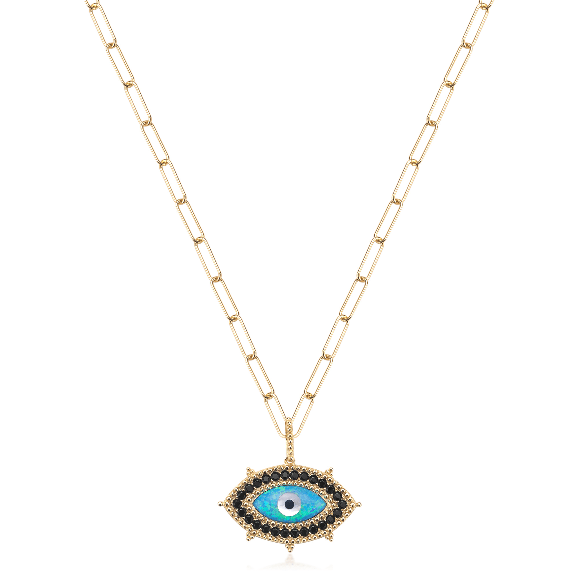 Fervor Montreal Necklace Divine Eye- Synthetic Opal Vintage Lucky Eye Necklace