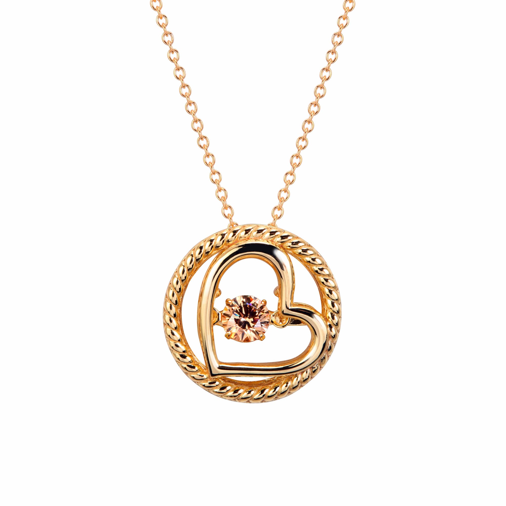 Fervor Montreal Dancing Gems Heart Necklace- Gold Plated