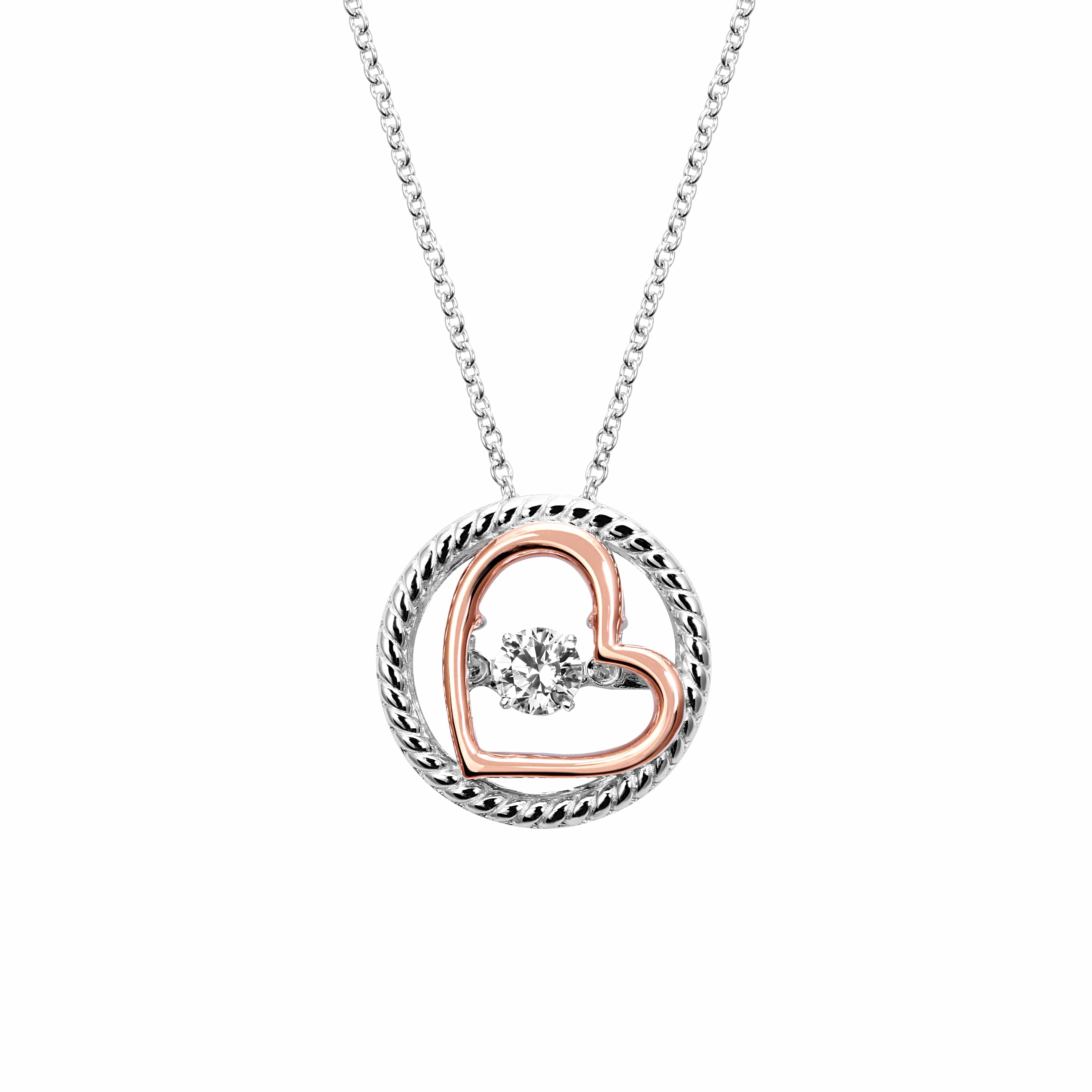 Fervor Montreal Dancing Gems Heart Necklace- Two Tone