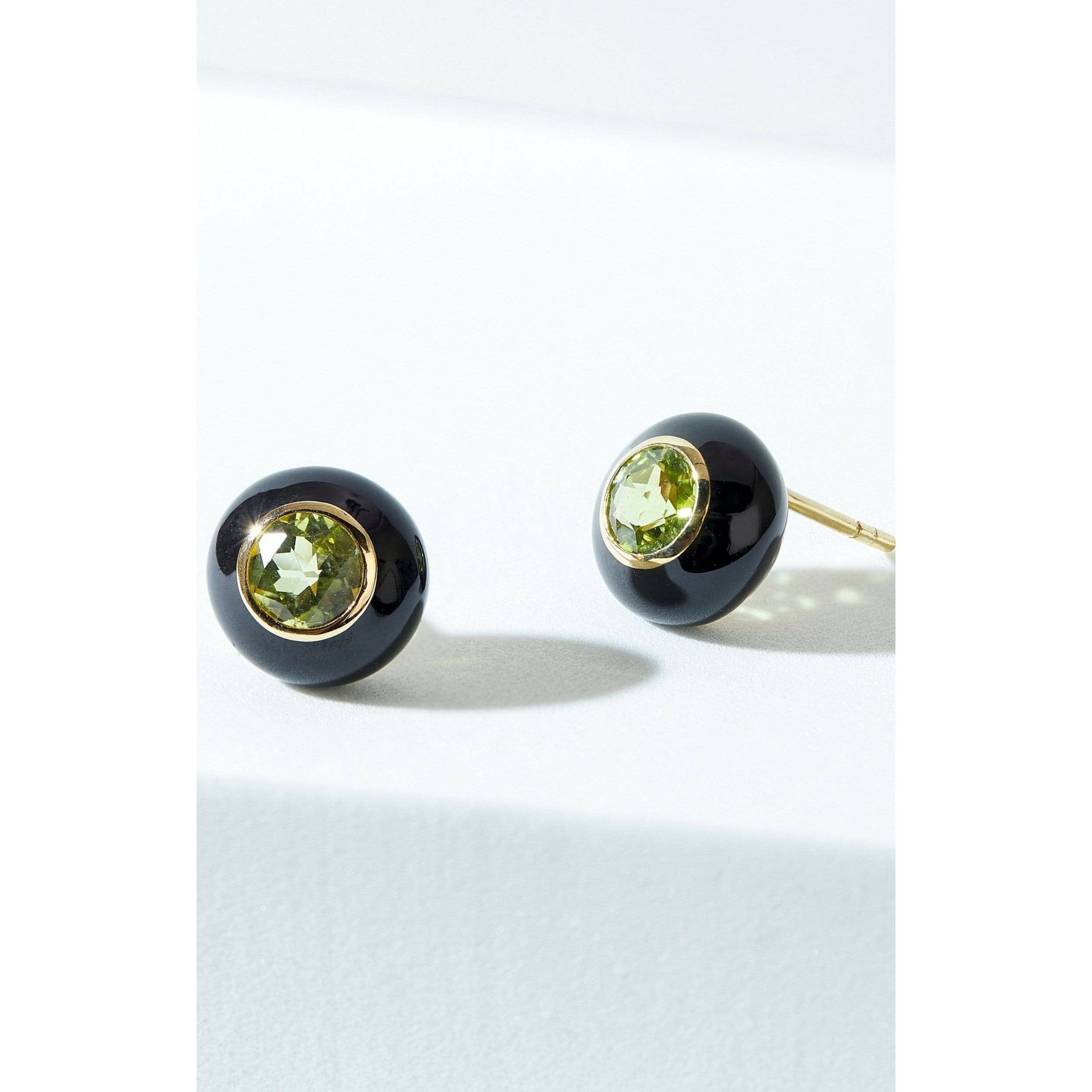 Fervor Montreal Earrings Black Enamel Rose Cut Peridot Earrings
