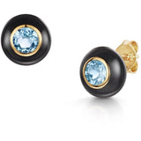 Fervor Montreal Earrings Black Enamel Rose Cut Sky Blue Topaz Earrings