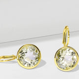 Fervor Montreal Earrings Elegant Round Lever Back Green Amethyst Earrings