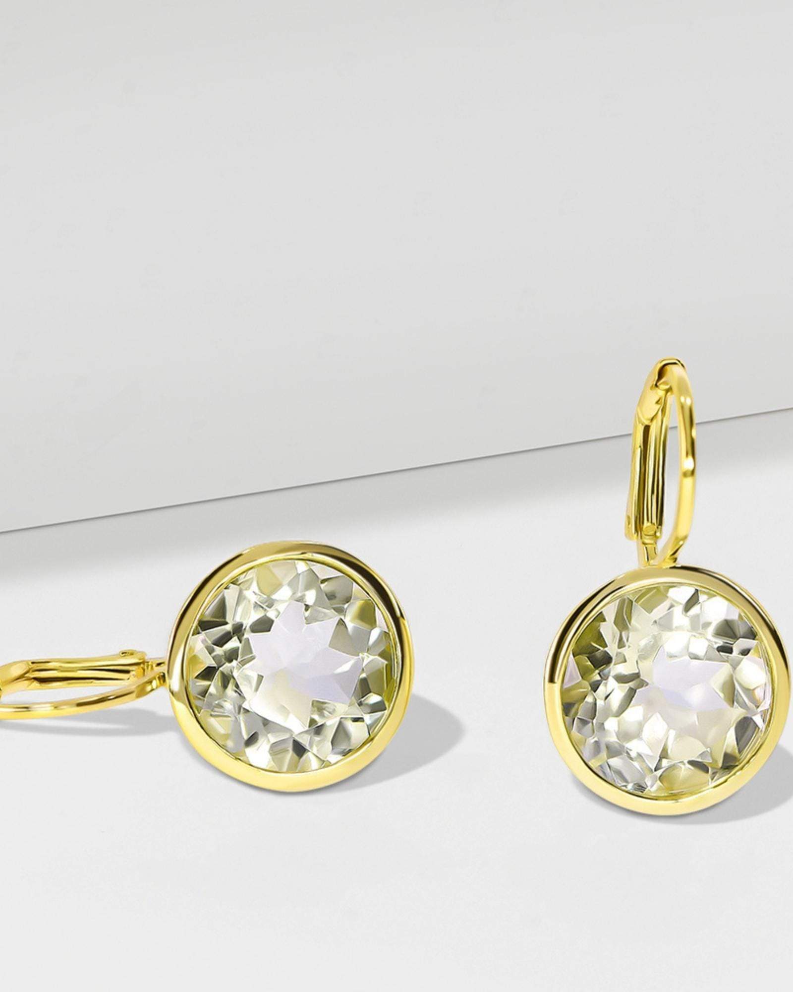 Fervor Montreal Earrings Elegant Round Lever Back Green Amethyst Earrings