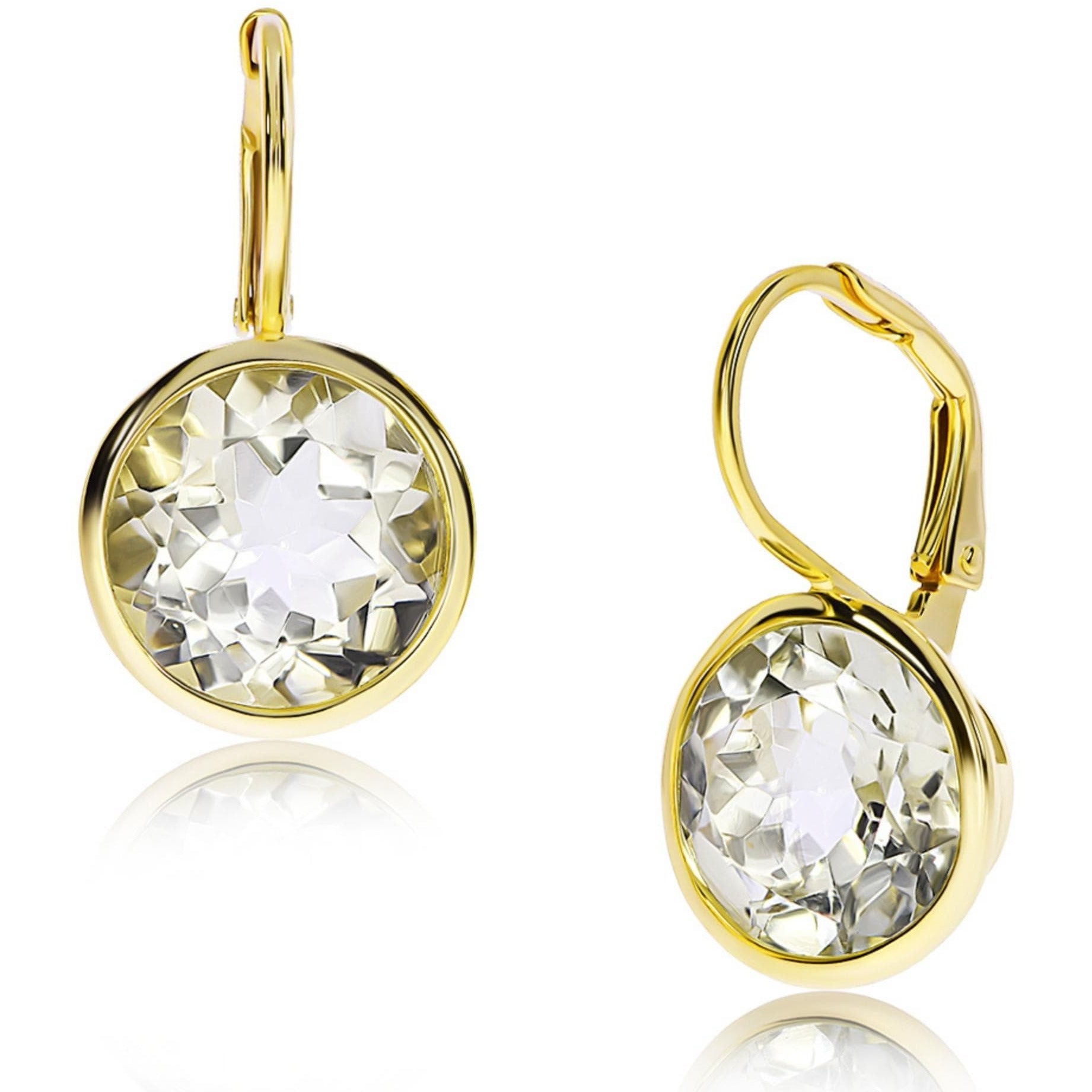 Fervor Montreal Earrings Elegant Round Lever Back Green Amethyst Earrings