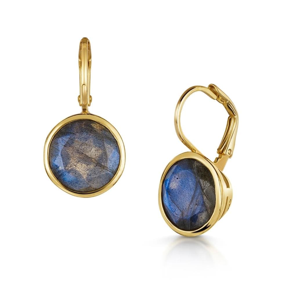 Fervor Montreal Earrings Elegant Round Lever Back Labradorite Earrings