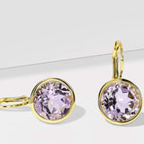 Fervor Montreal Earrings Elegant Round Lever Back Pink Amethyst Earrings