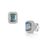 Fervor Montreal Earrings Emerald Cut Labradorite Halo Earrings