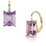 Fervor Montreal Earrings Emerald Cut Pink Amethyst Lever Back Earrings