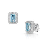 Fervor Montreal Earrings Emerald Cut Sky Blue Topaz Halo Earrings
