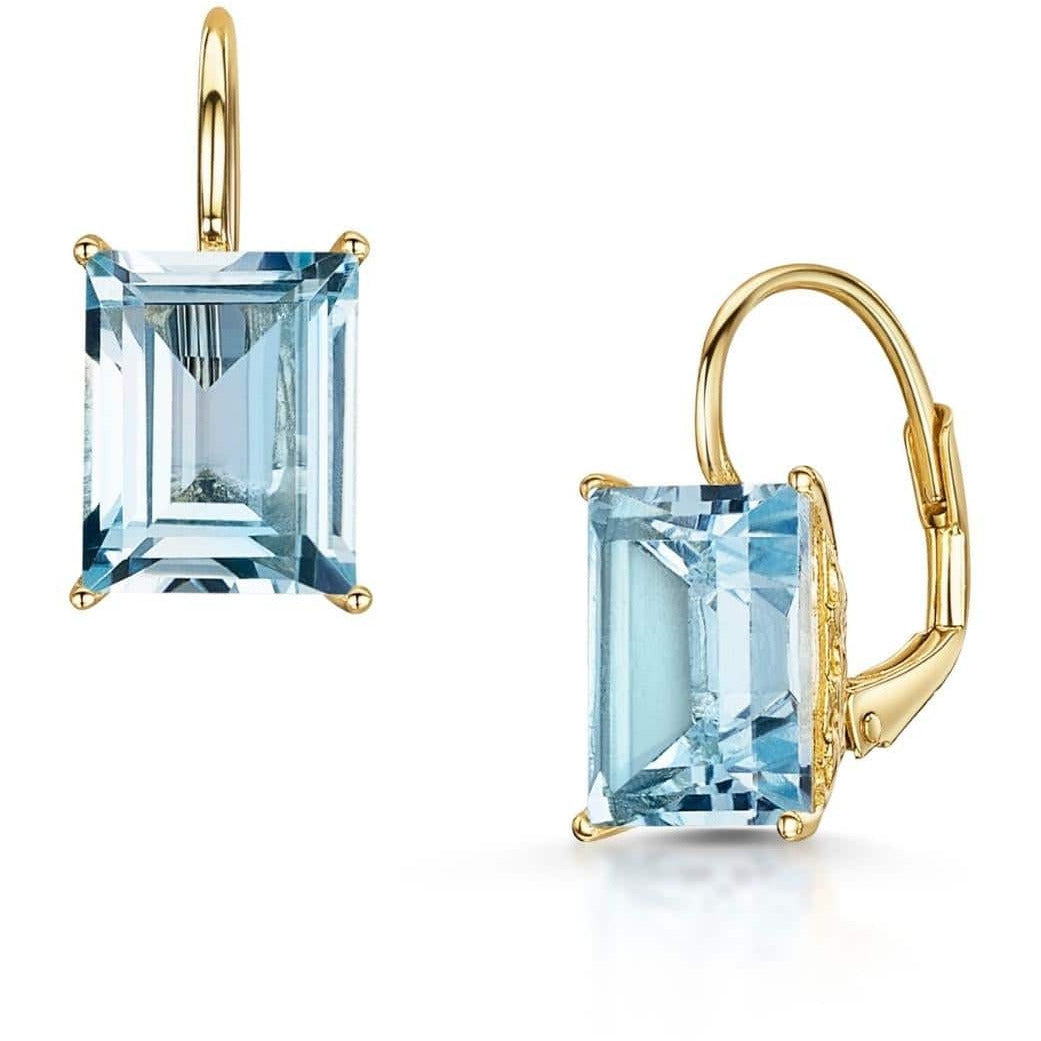 Fervor Montreal Earrings Emerald Cut Sky Blue Topaz Lever Back Earrings
