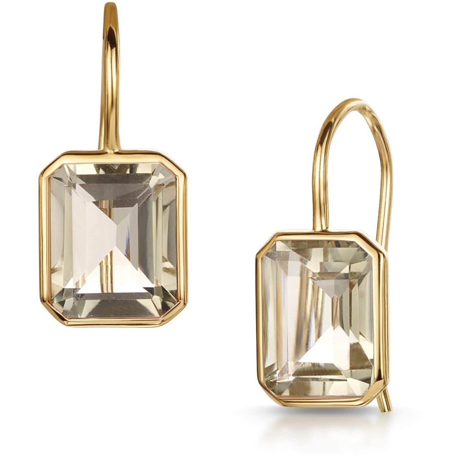 Fervor Montreal Earrings Green Amethyst Octagon Fish Hook Earrings