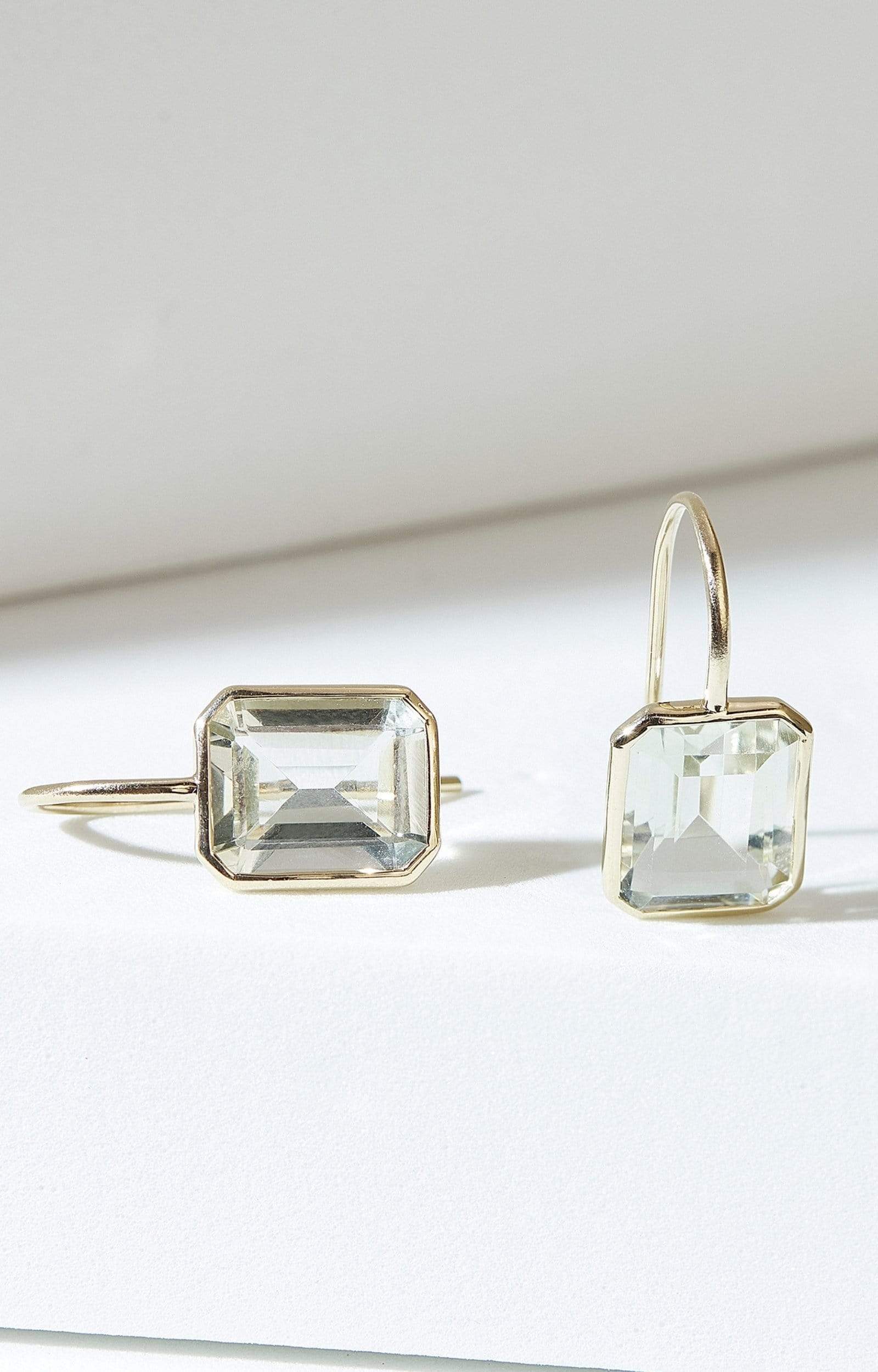 Fervor Montreal Earrings Green Amethyst Octagon Fish Hook Earrings