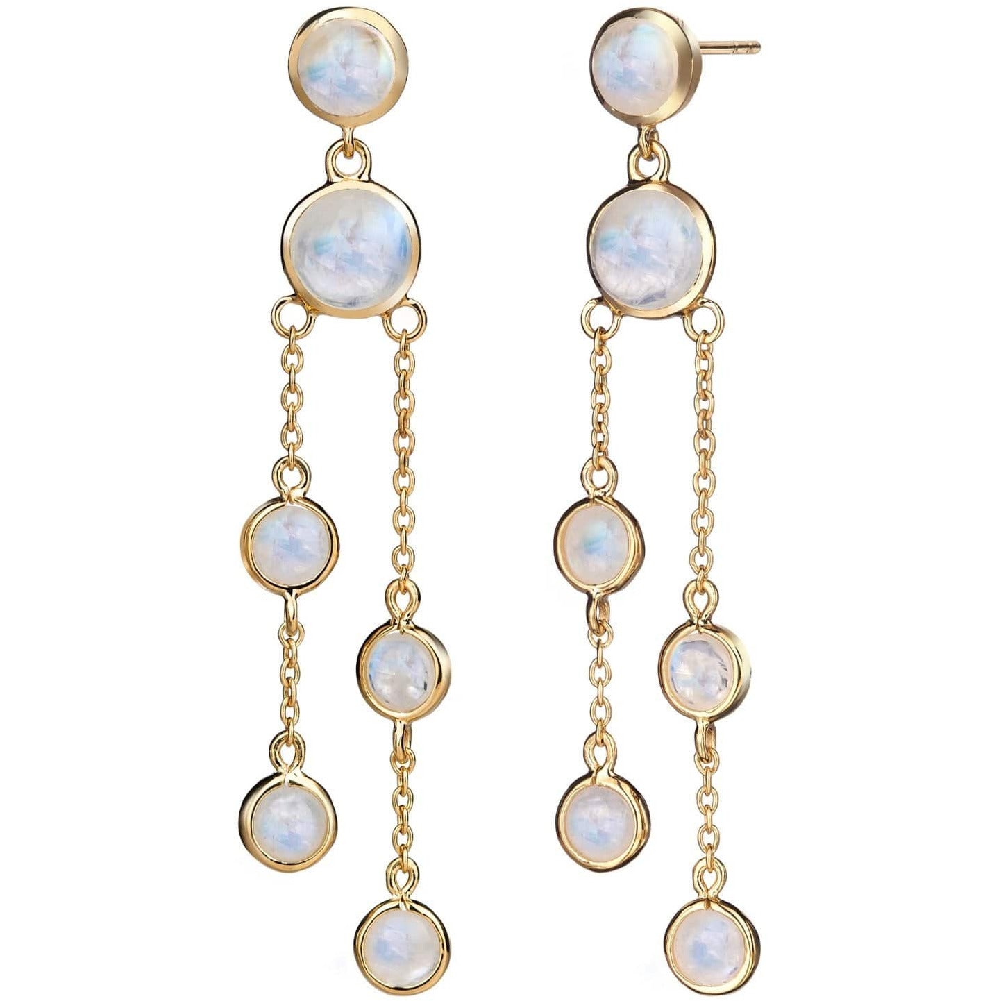 Fervor Montreal Earrings Malaika Rainbow Moonstone Cabochon Chandelier Earrings