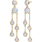 Fervor Montreal Earrings Malaika Rainbow Moonstone Cabochon Chandelier Earrings