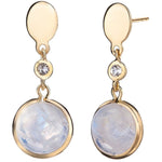 Fervor Montreal Earrings Malaika Rainbow Moonstone Round Cabochon Dangle Earrings