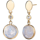 Fervor Montreal Earrings Malaika Rainbow Moonstone Round Cabochon Dangle Earrings