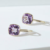 Fervor Montreal Earrings Pink Amethyst Cushion Cut Fish Hook Earrings