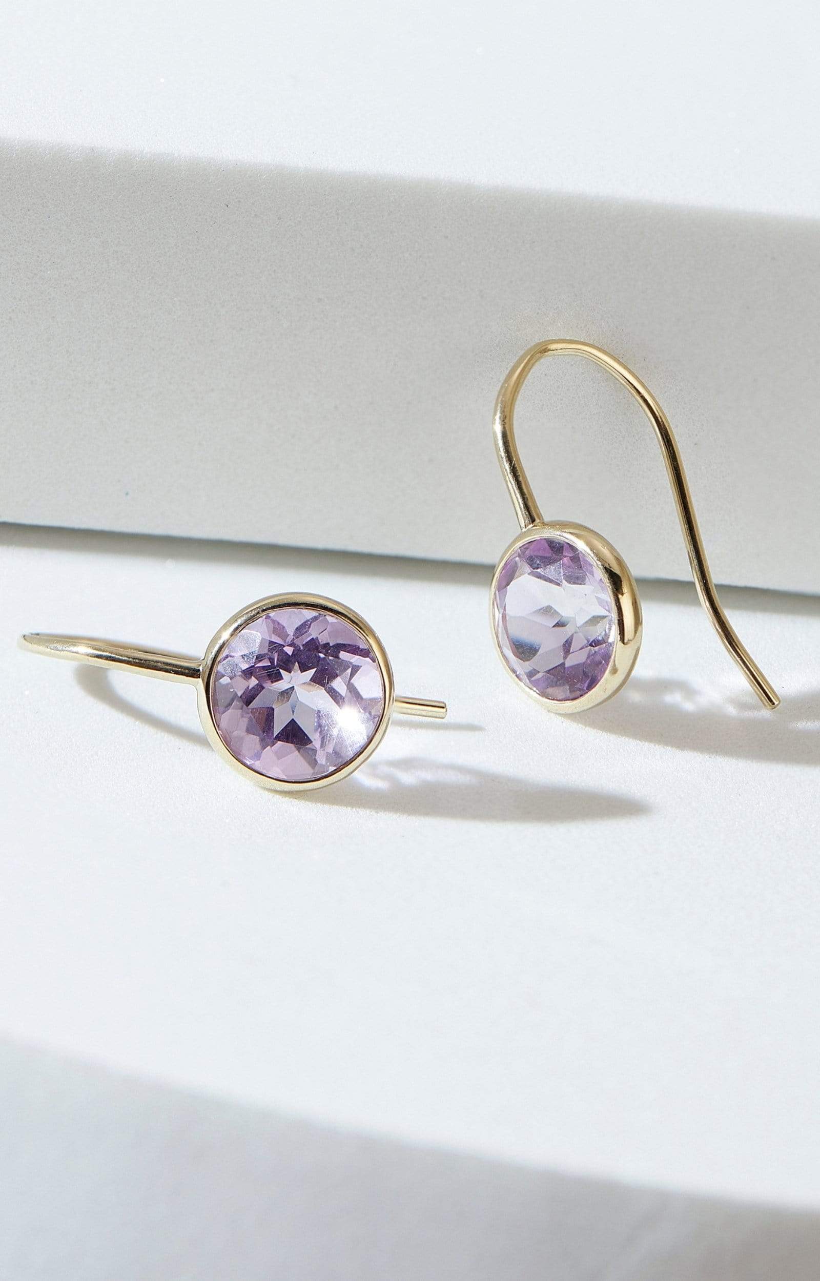 Fervor Montreal Earrings Pink Amethyst Fish Hook Earrings