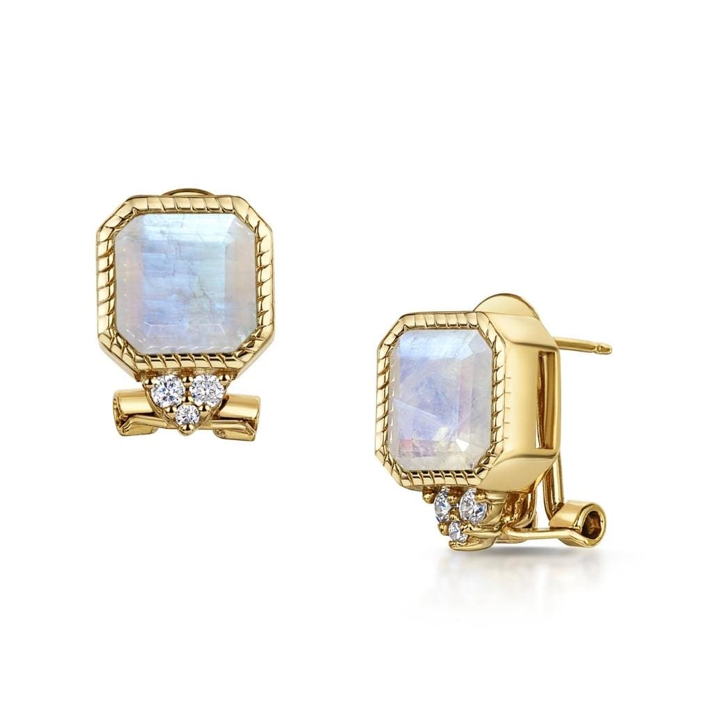 Fervor Montreal Earrings Rainbow Moonstone Asscher Cut Earrings