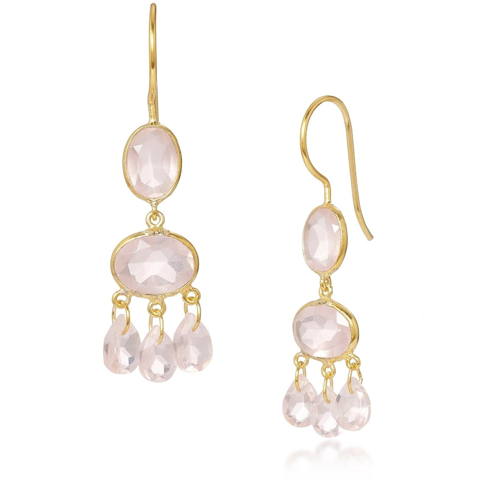 Fervor Montreal Earrings Rose Quartz Chandelier Earrings