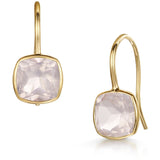 Fervor Montreal Earrings Rose Quartz Cushion Cut Fish Hook Earrings