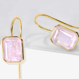 Fervor Montreal Earrings Rose Quartz Triplet Octagon Fish Hook Earrings