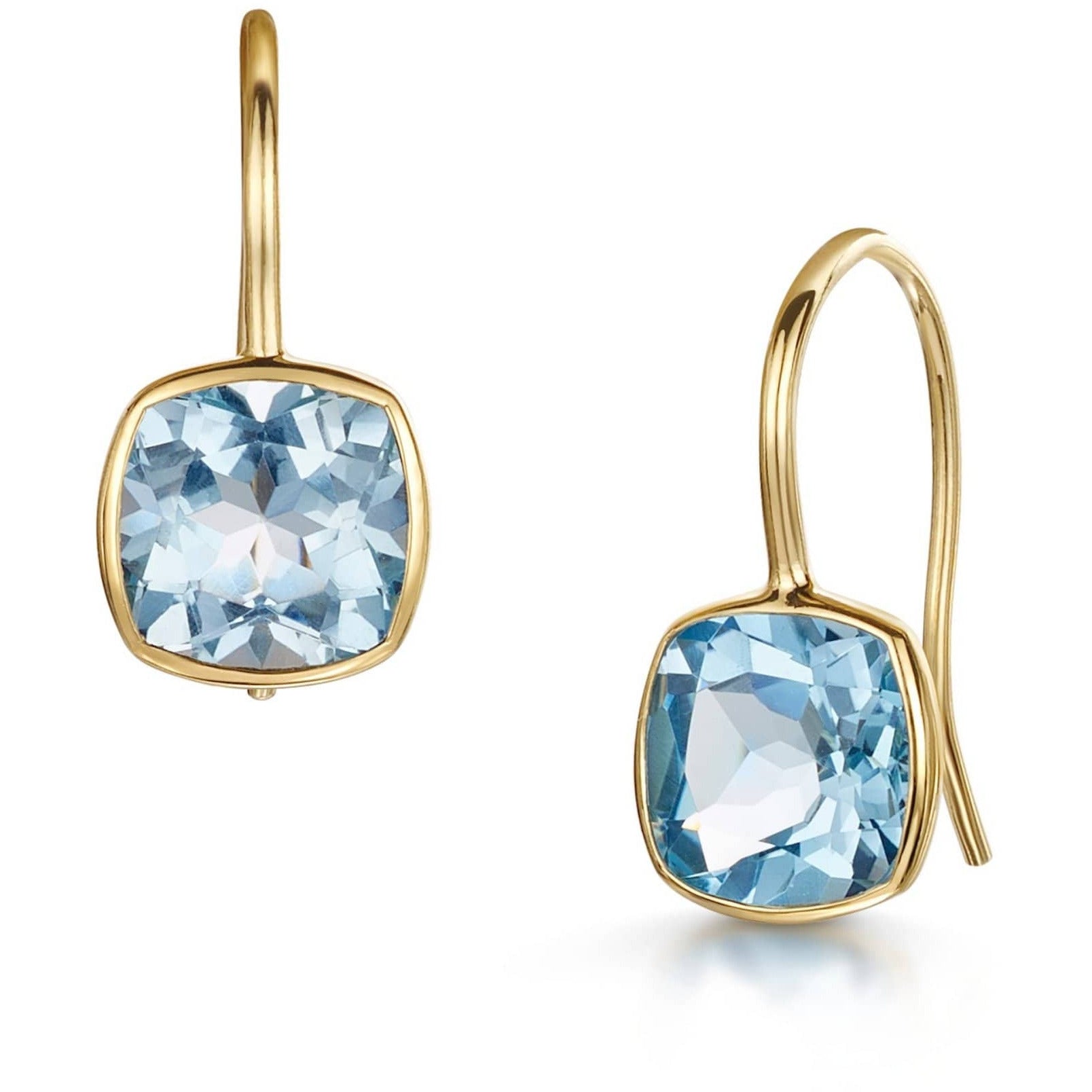 Fervor Montreal Earrings Sky Blue Topaz Cushion Cut Fish Hook Earrings
