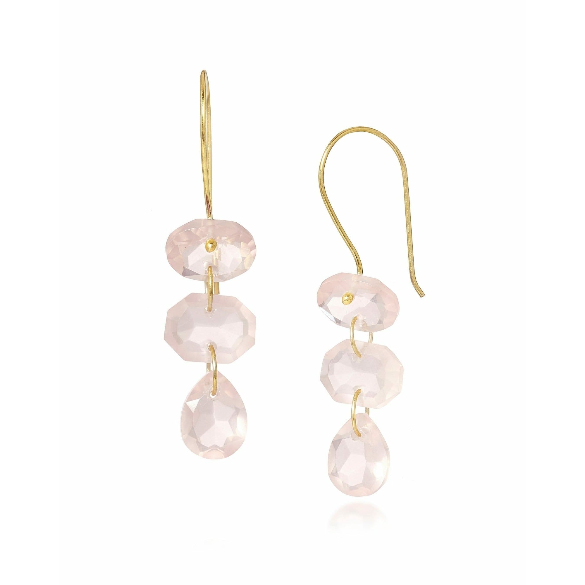 Fervor Montreal Earrings Three Link Rose Quartz Earrings