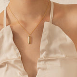 Fervor Montreal Elongated Baguette Green Amethyst Necklace