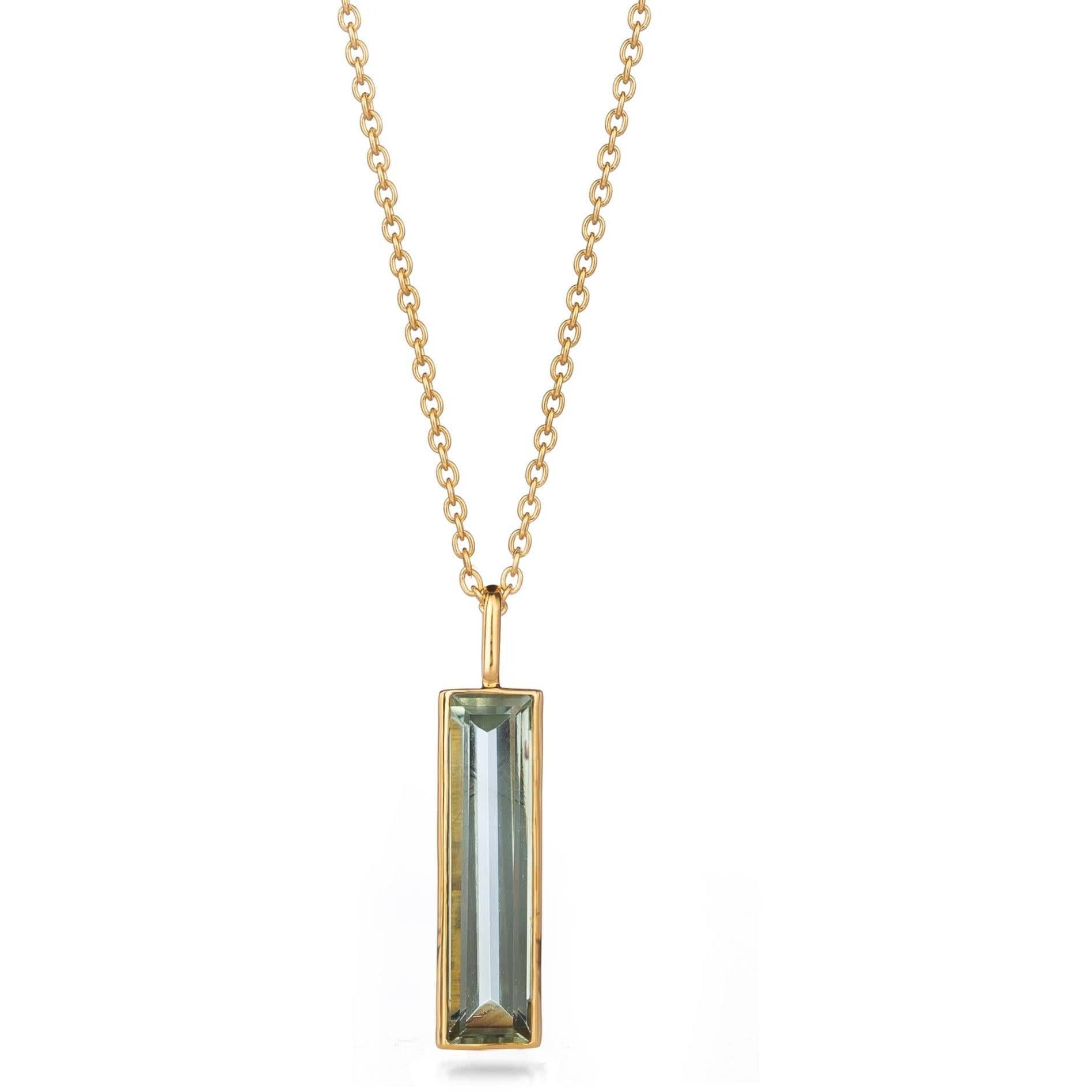 Fervor Montreal Elongated Baguette Green Amethyst Necklace