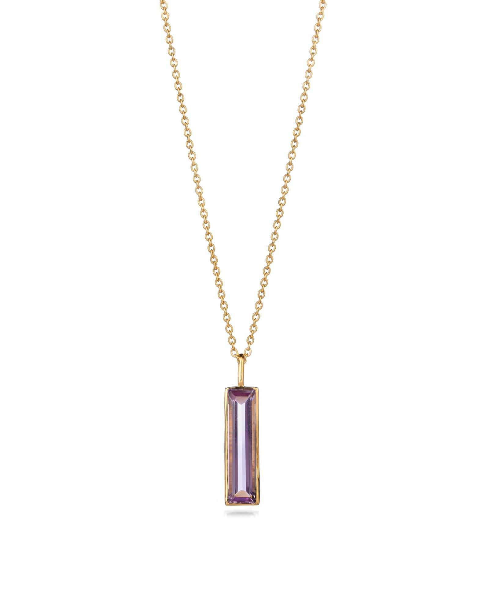 Fervor Montreal Elongated Baguette Pink Amethyst Necklace