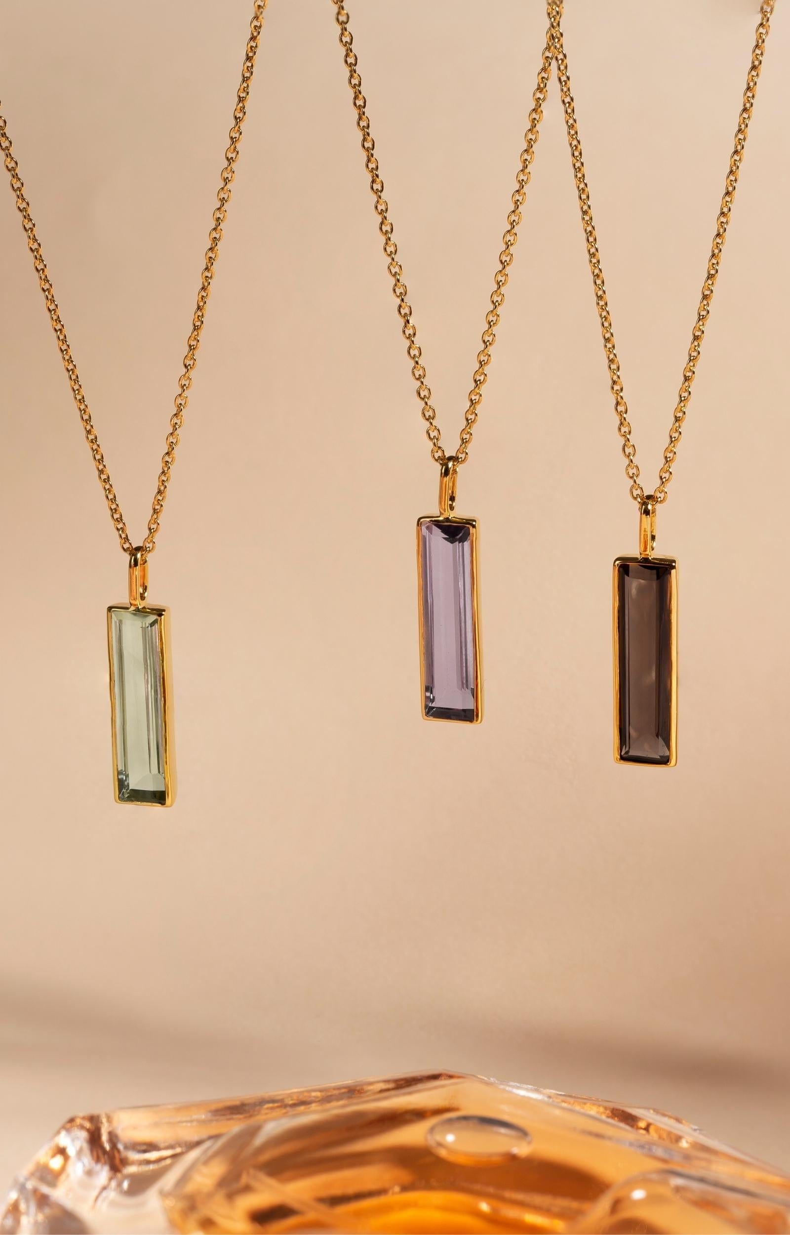 Fervor Montreal Elongated Baguette Pink Amethyst Necklace