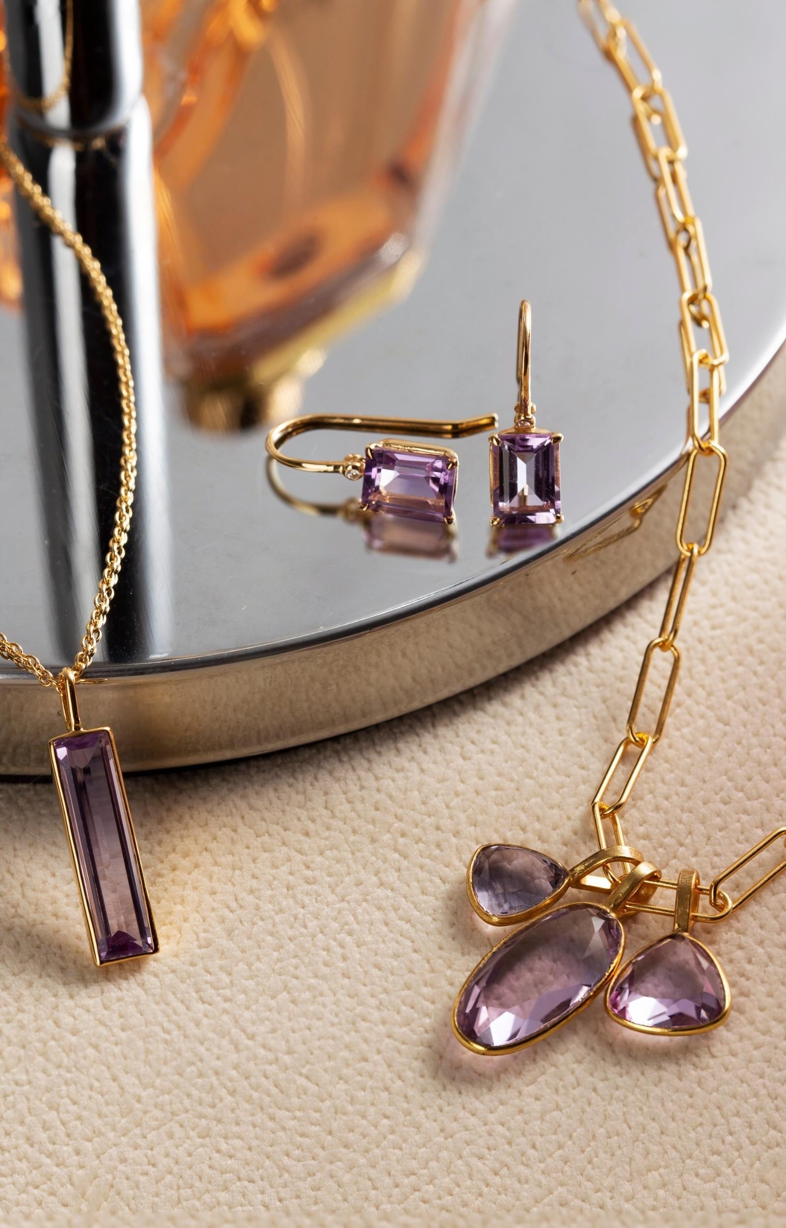 Fervor Montreal Elongated Baguette Pink Amethyst Necklace