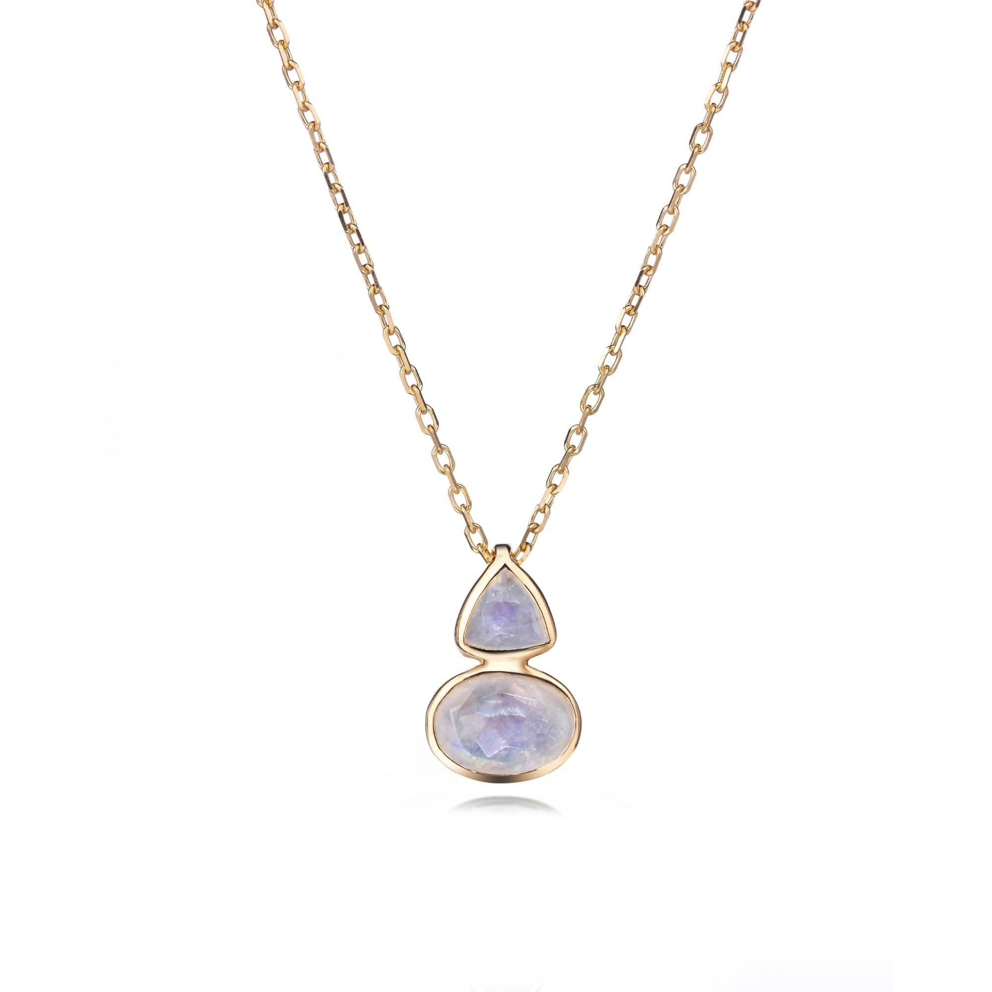 Fervor Montreal Malaika Rainbow Moonstone Trillion and Oval Cut Necklace