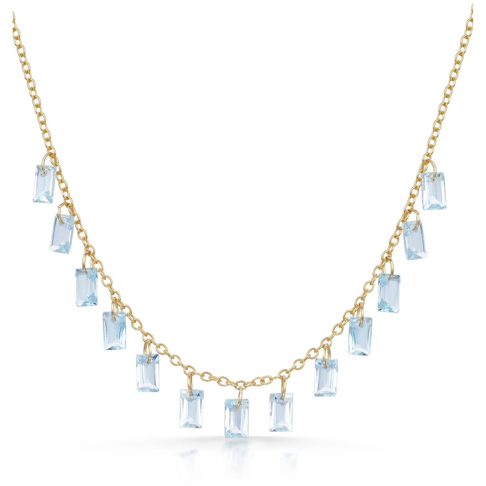 Fervor Montreal Necklace Baguette Charms Sky Blue Topaz Necklace