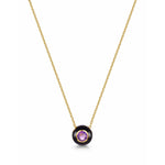 Fervor Montreal Necklace Black Enamel Rose Cut Amethyst Necklace