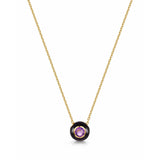 Fervor Montreal Necklace Black Enamel Rose Cut Amethyst Necklace