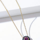 Fervor Montreal Necklace Black Enamel Rose Cut Amethyst Necklace