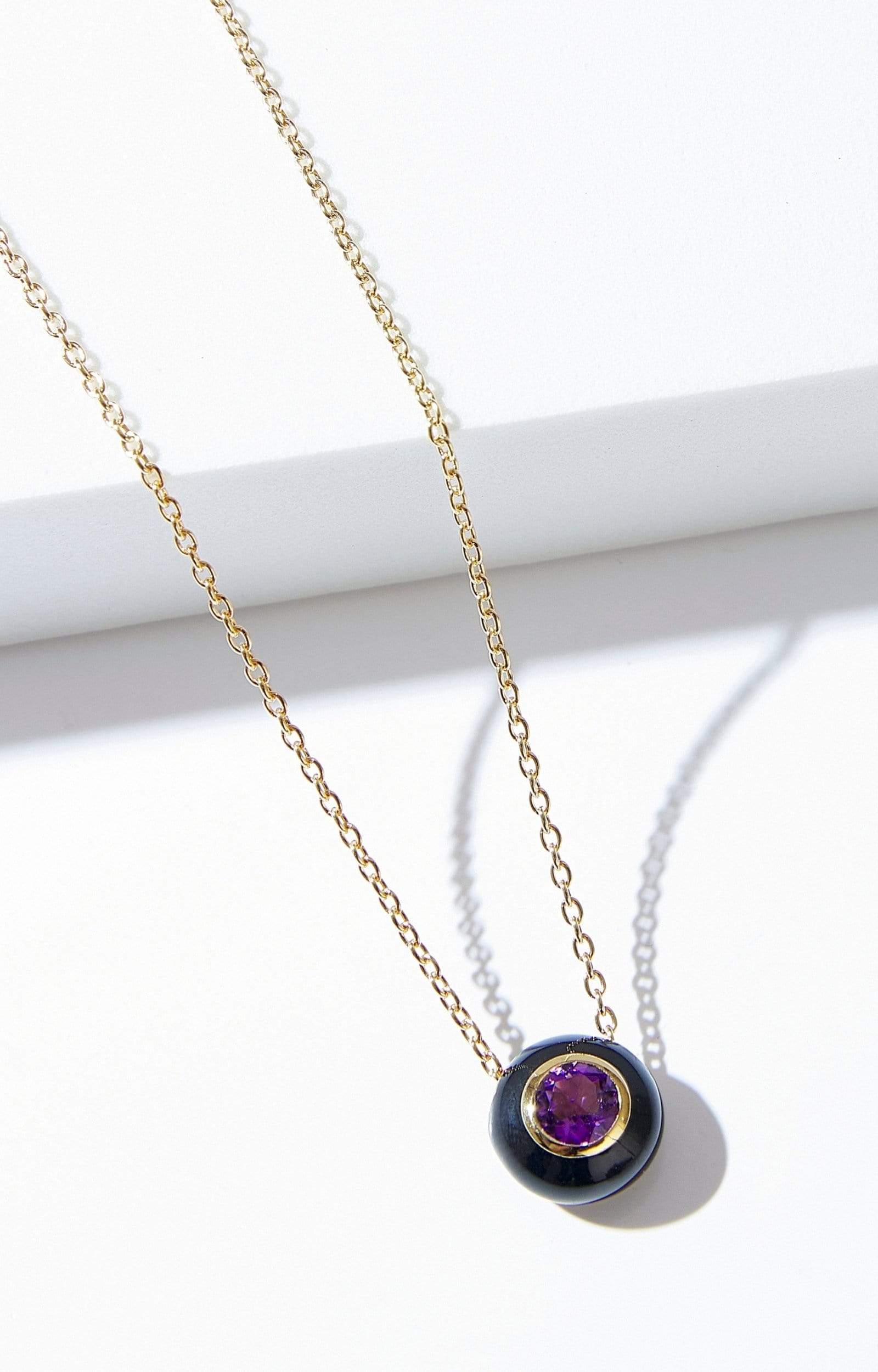 Fervor Montreal Necklace Black Enamel Rose Cut Amethyst Necklace