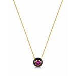 Fervor Montreal Necklace Black Enamel Rose Cut Rhodolite Necklace