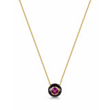 Fervor Montreal Necklace Black Enamel Rose Cut Rhodolite Necklace