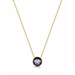 Fervor Montreal Necklace Black Enamel Rose Cut Sky Blue Topaz Necklace