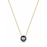 Fervor Montreal Necklace Black Enamel Rose Cut Sky Blue Topaz Necklace