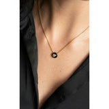 Fervor Montreal Necklace Black Enamel Rose Cut Sky Blue Topaz Necklace