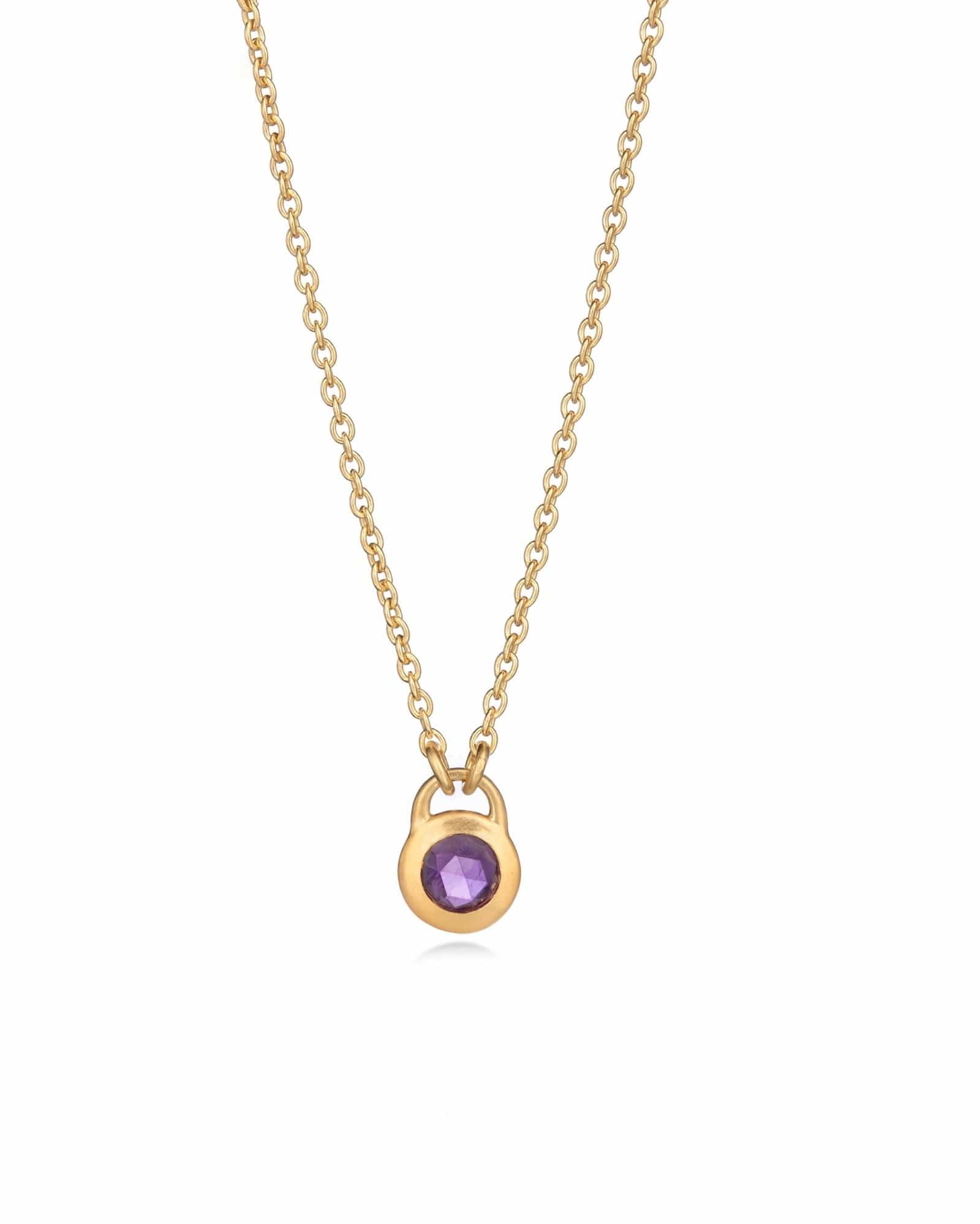 Fervor Montreal Necklace Keyhole Rose Cut African Amethyst Necklace